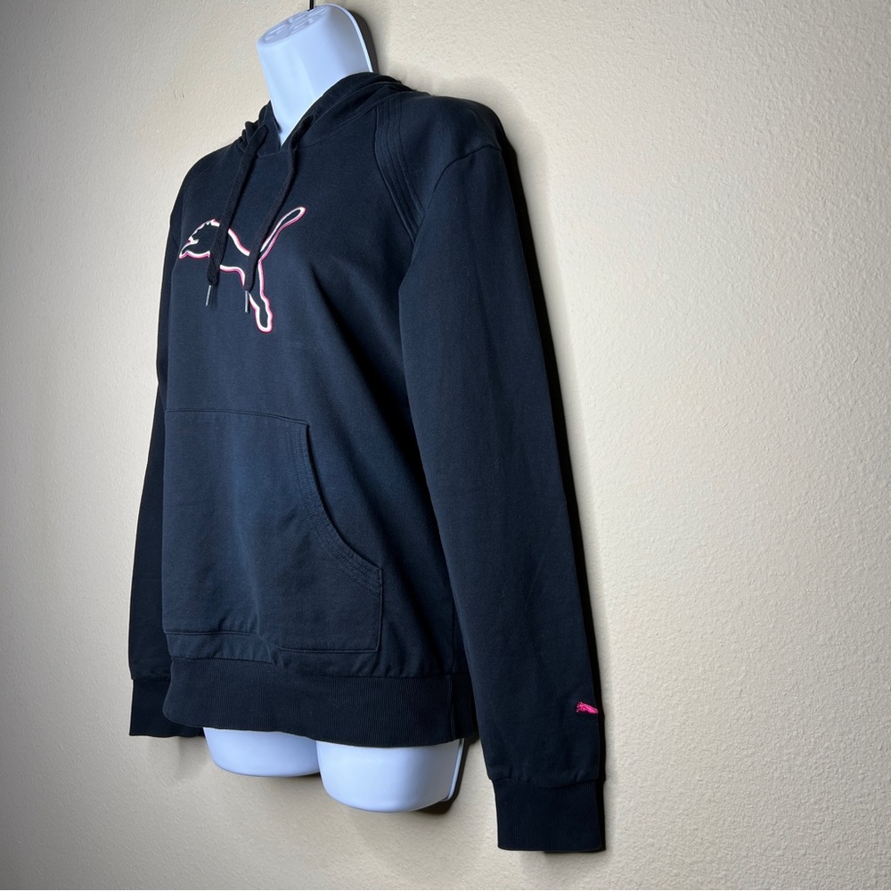 PUMA Black Hoodie Sweatshirt with Pink Accents - 817700 - Sz M - Picture 4 of 9